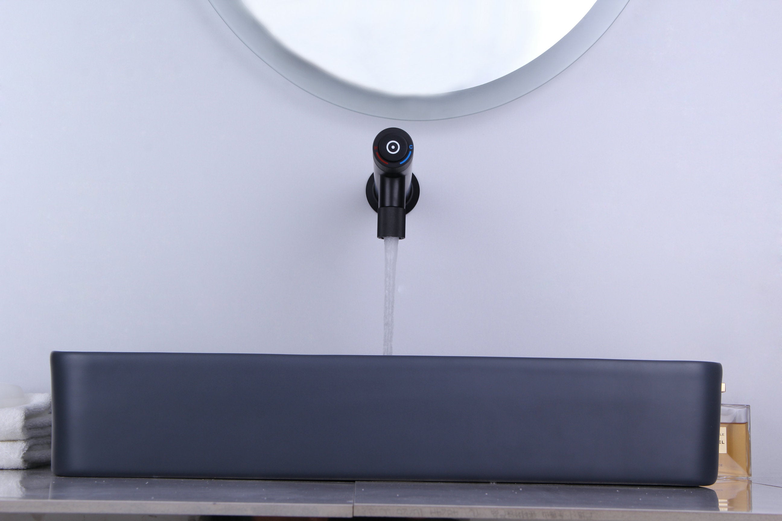 Novo HC-5 Matt Black Wall Mounted Basin Mixer Tap