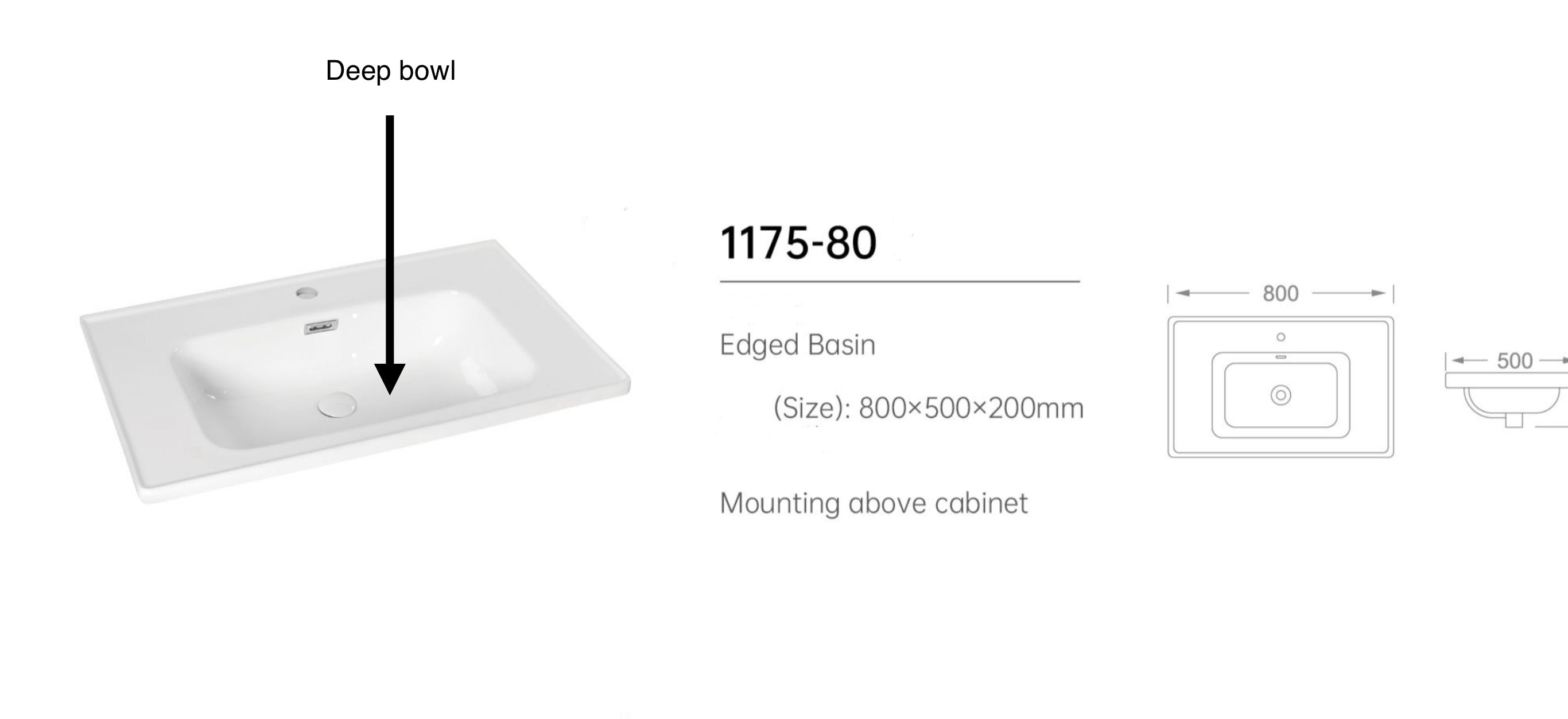 Novo 1175-60 DTA Onyx Acrylic Grey 2-Draw Vanity & Nano Glazed Ceramic Basin