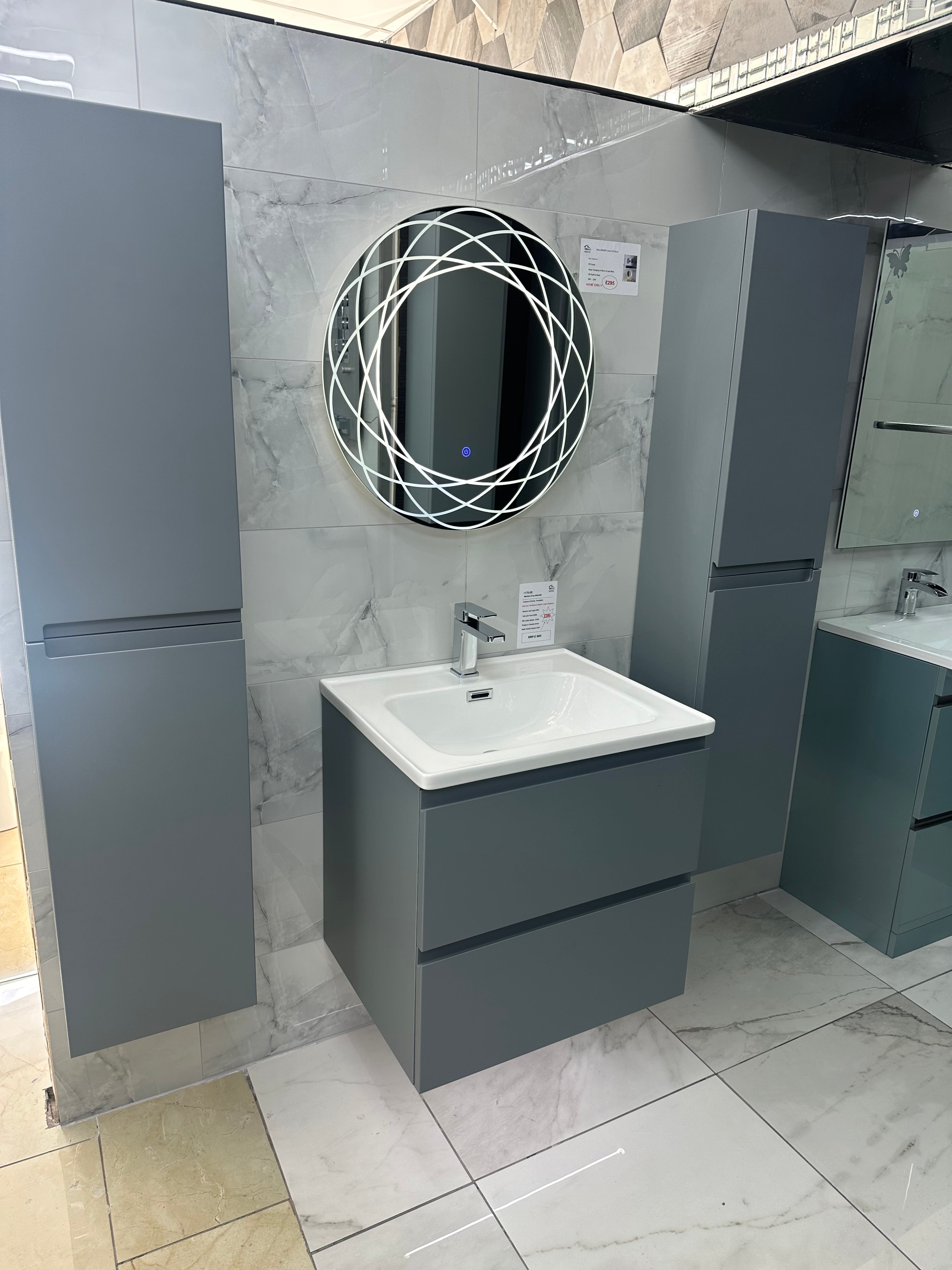 Novo 1175-60 Opus Monument Grey 2-Draw Vanity & Nano Glazed Ceramic Basin