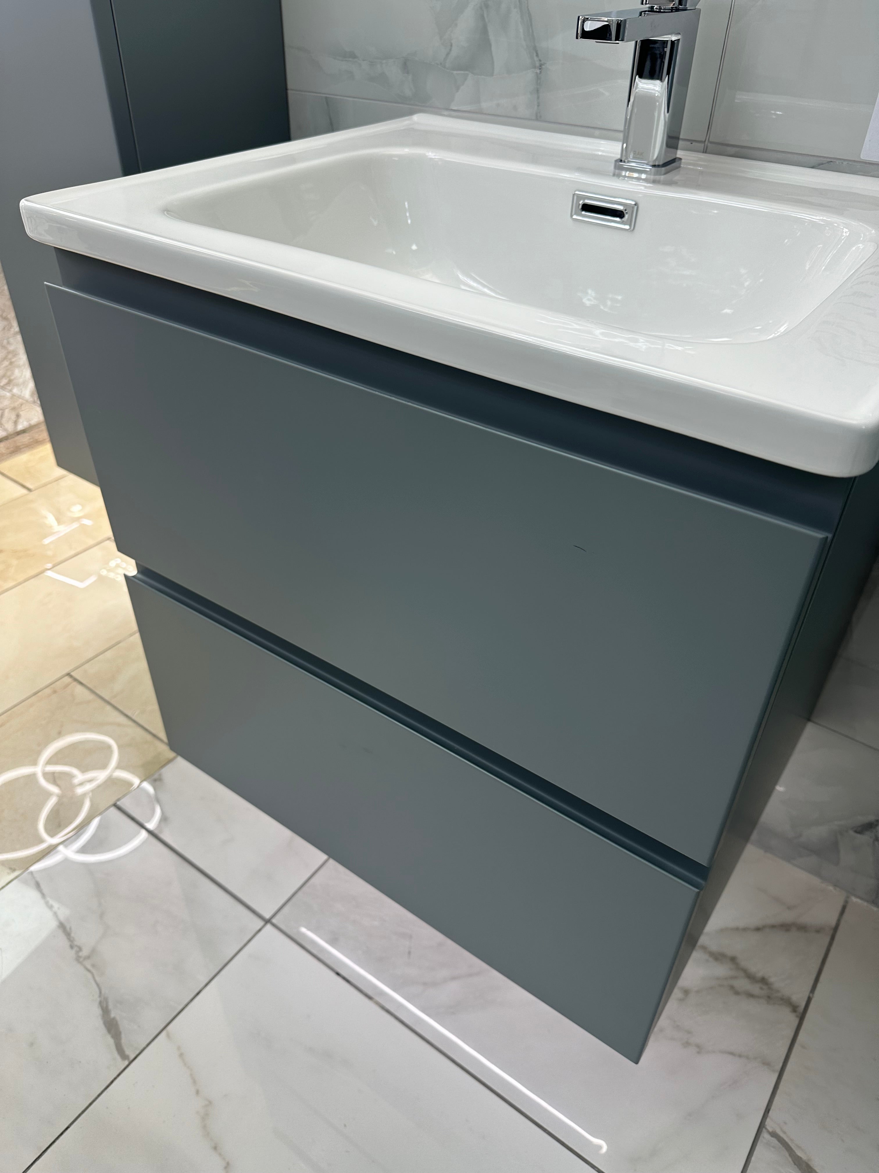 Novo 1175-60 Opus Monument Grey 2-Draw Vanity & Nano Glazed Ceramic Basin