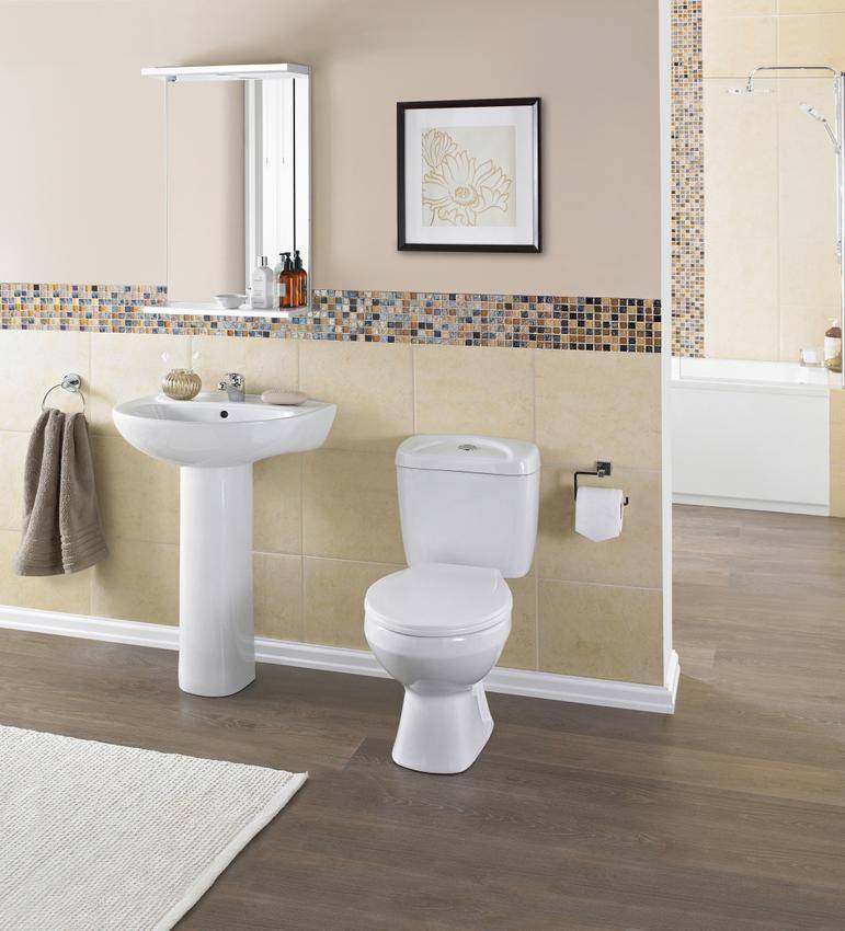 Nuie Melbourne 382 x 635mm Close Coupled White WC Set