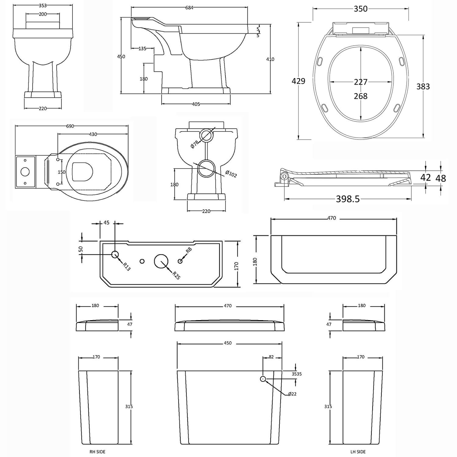 Novo Traditional Close Coupled Pan Cistern And Seat White