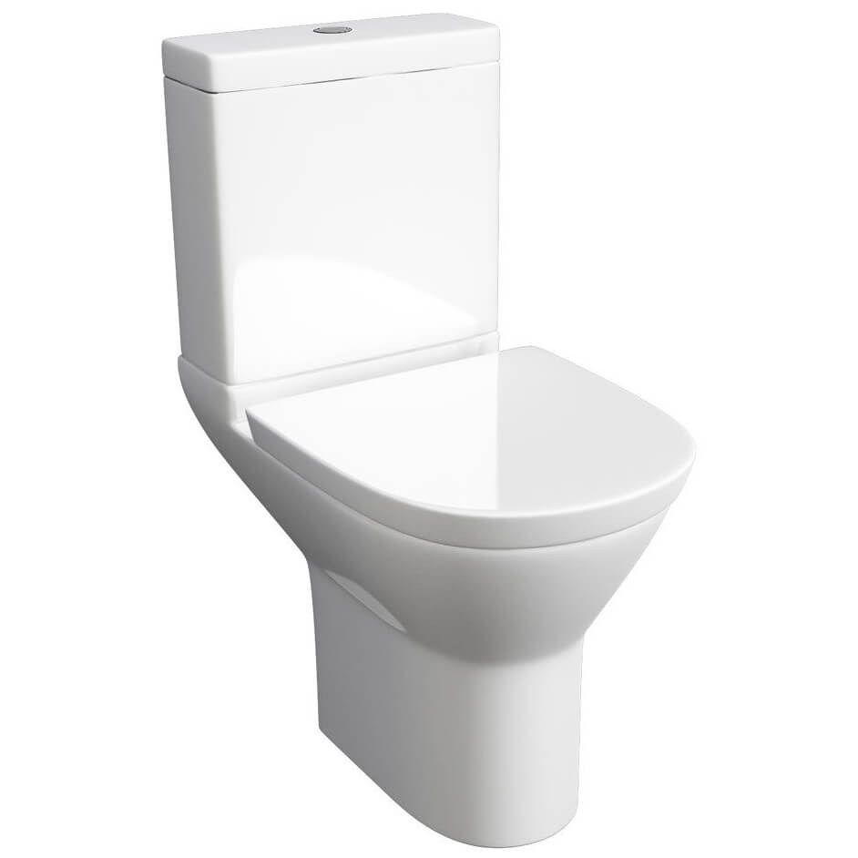 K-V Project Round White Close Coupled WC Pan With Cistern And Seat