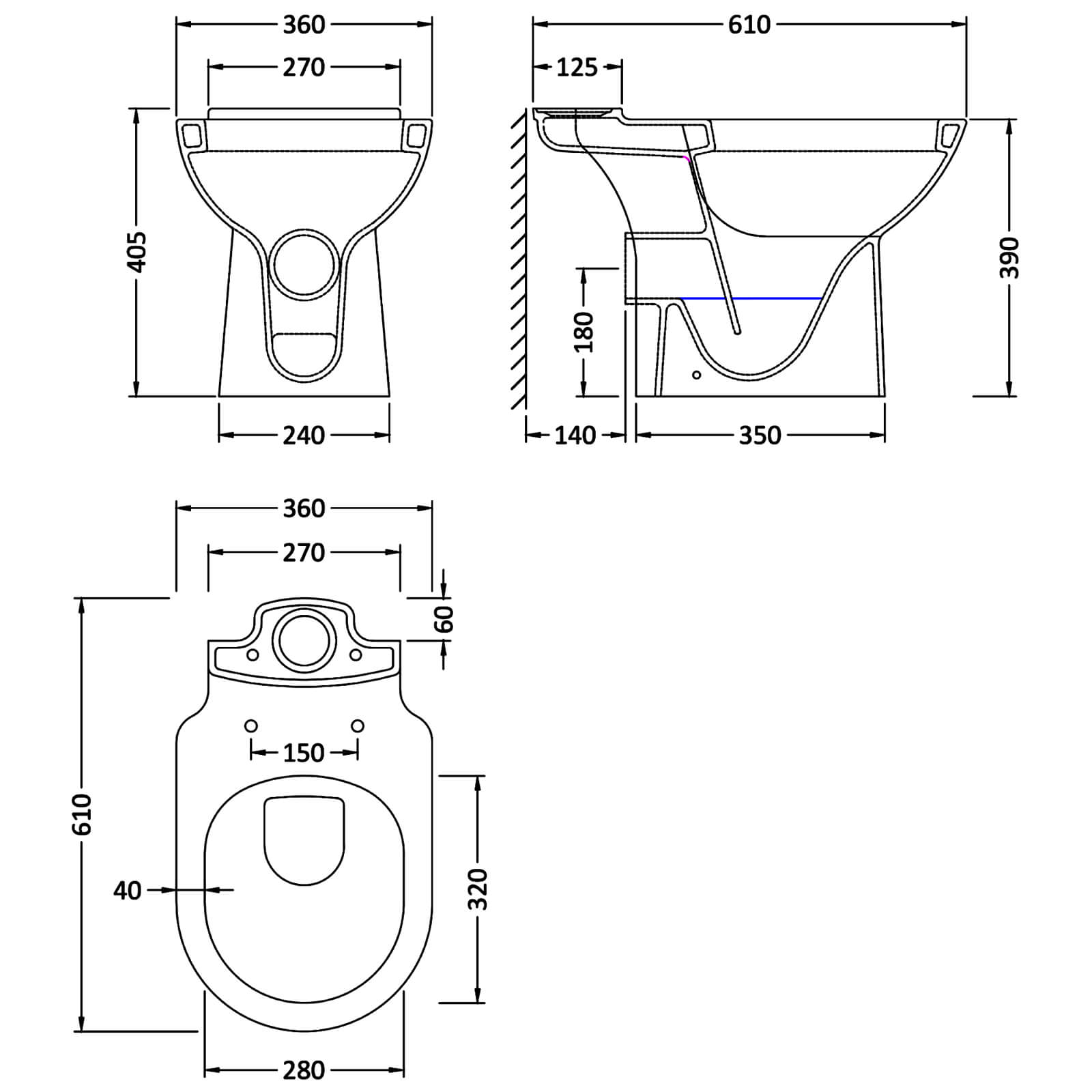 Nuie Provost 620mm White Compact Pan And Cistern With Fittings