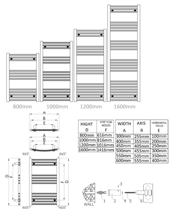 Reina Capo 600mm Wide Flat Steel Towel Rail