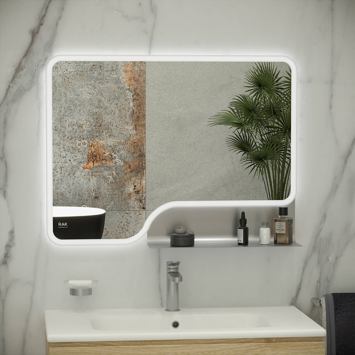 Rak Ornate LED Illuminated 600 x 800mm Mirror With Demister Pad