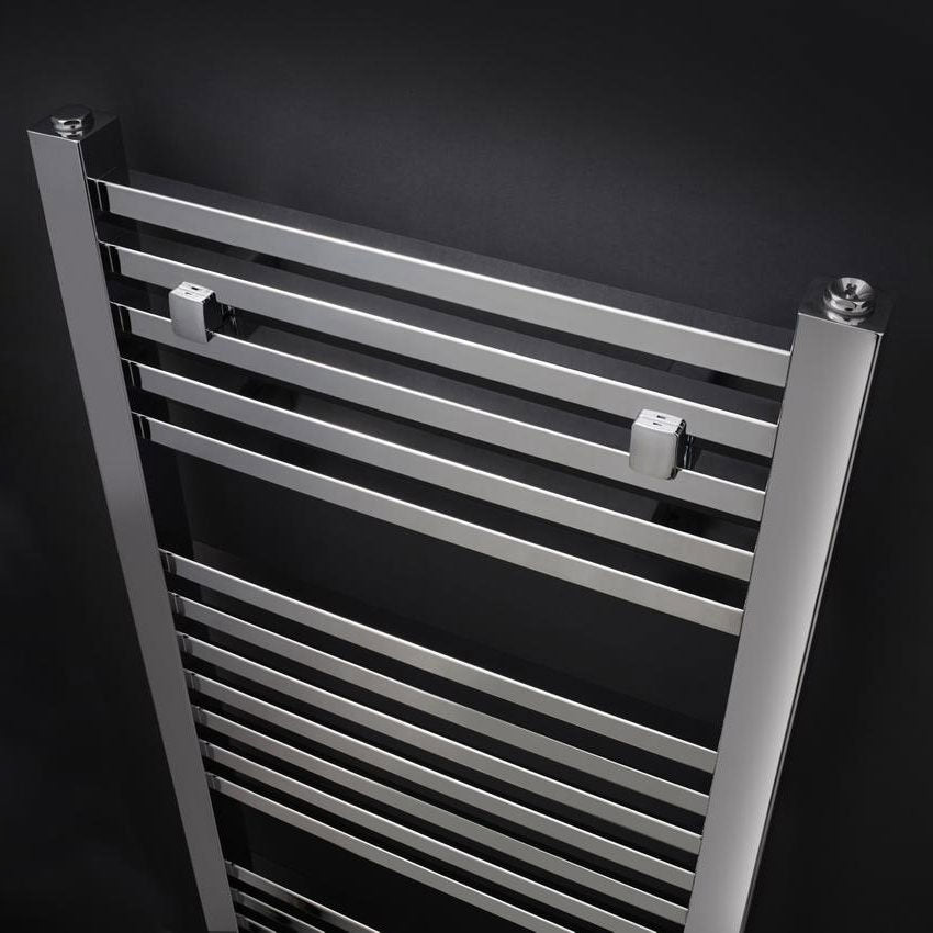 Nuie 500mm Wide Chrome Square Heated Towel Rail