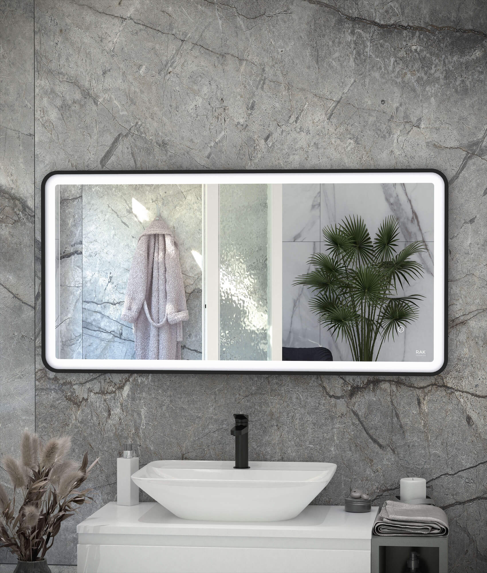 Rak Picture Soft LED Illuminated Rectangular Mirror With Demister Pad