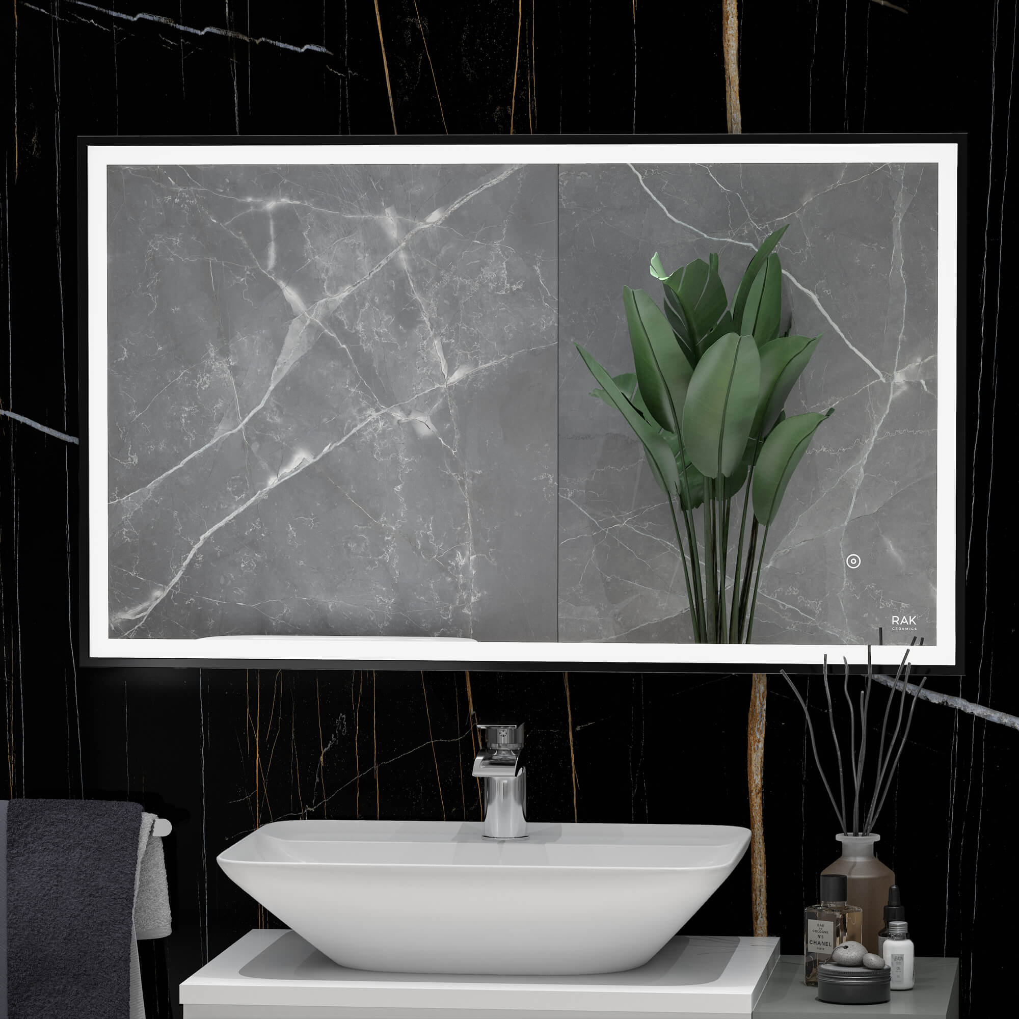 Rak Picture Soft Square LED Illuminated Mirror With Demister Pad