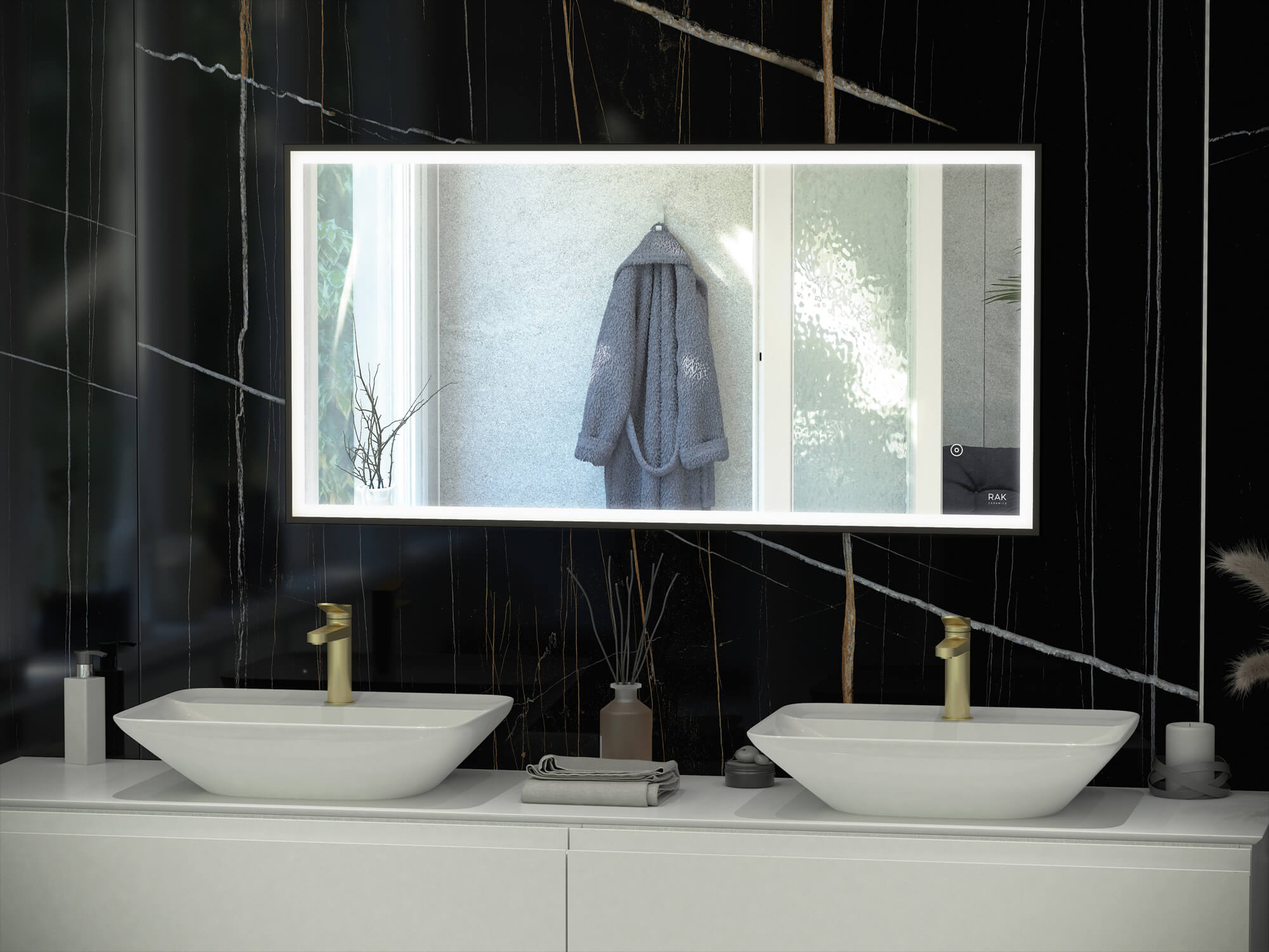 Rak Art Square LED Illuminated 500 x 700mm Mirror With Demister Pad
