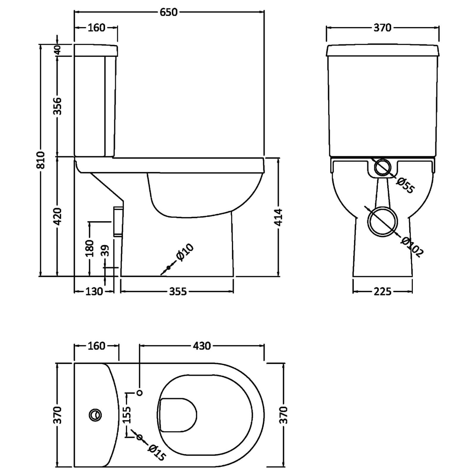 Nuie Ivo 370 x 650mm Close Coupled White WC Set