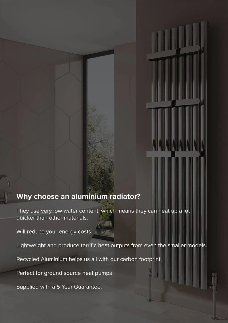 Novo Wave 1800mm Single Panel Vertical Aluminium Radiator
