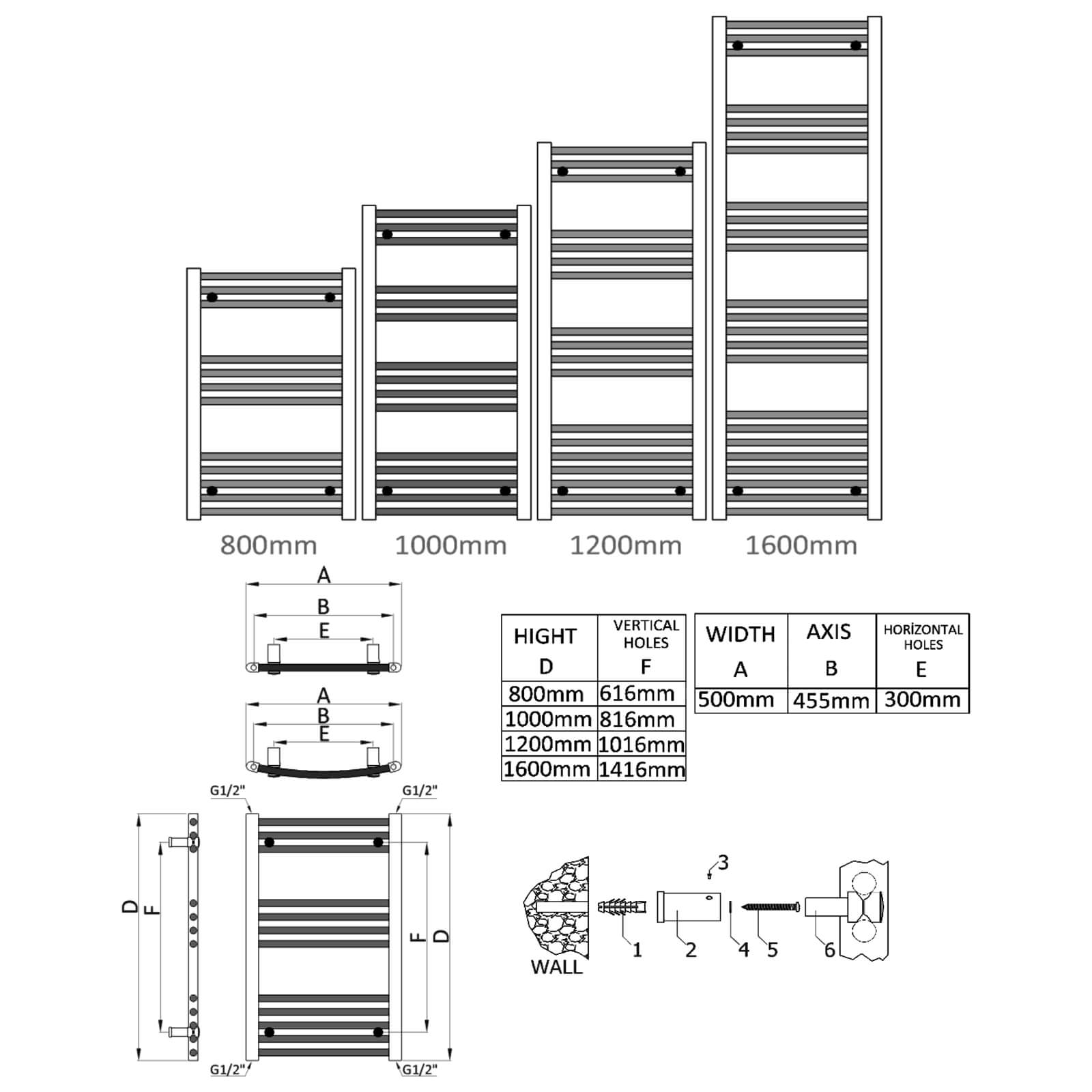 Reina Capo 500mm Wide Flat Steel Towel Rail