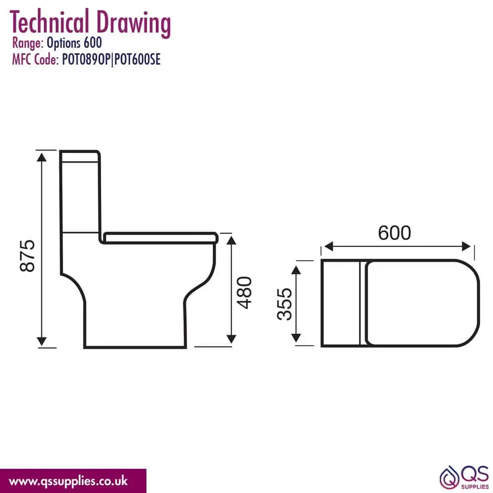 Kartell K-Vit Genoa Square Close Coupled WC Pan And Cistern With Seat