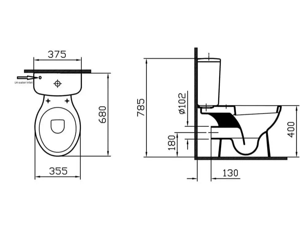 K-V Milton White Close Coupled WC Set