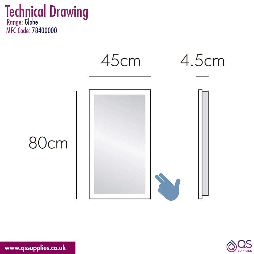 HIB Globe 50 Steam Free LED Mirror With Ambient Lighting 500 x 700mm