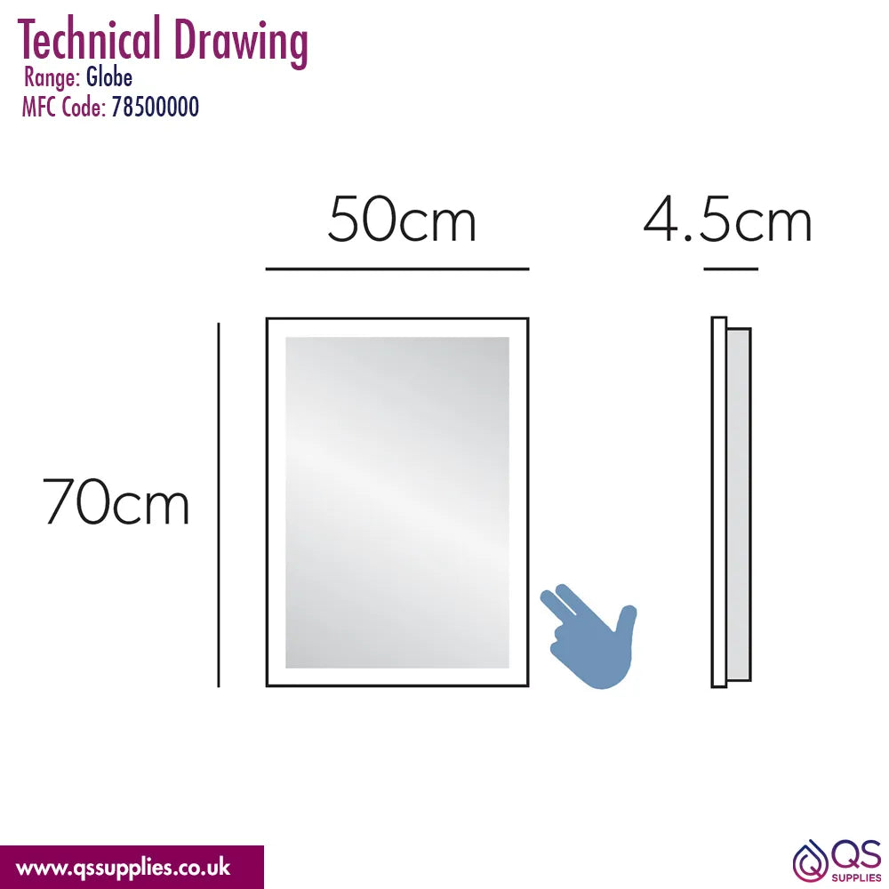HIB Globe 50 Steam Free LED Mirror With Ambient Lighting 500 x 700mm