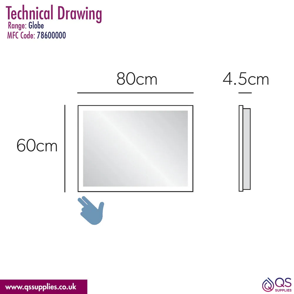HIB Globe 50 Steam Free LED Mirror With Ambient Lighting 500 x 700mm