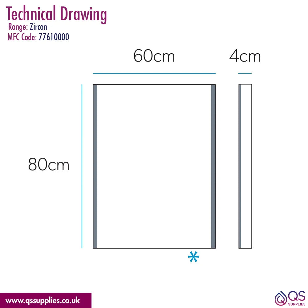 HIB Zircon 50 Portrait LED Bathroom Mirror