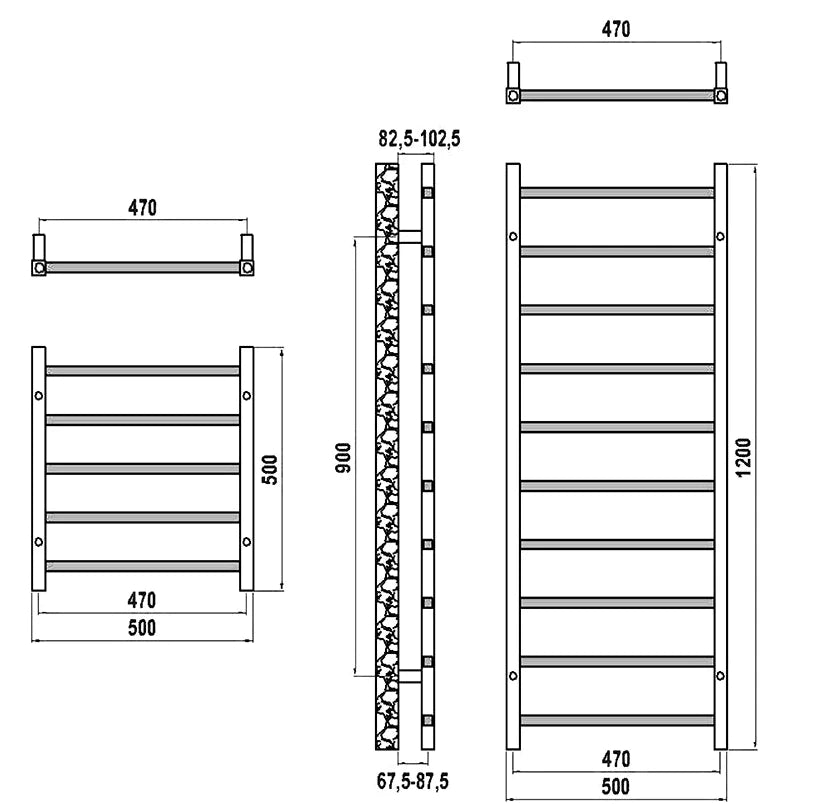 Novo NF02 Mild Steel Designer Radiator 500mm Wide