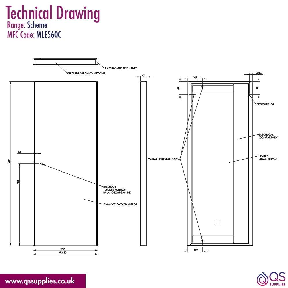 Roper Rhodes Scheme LED Illuminated Mirror With Demister Pad