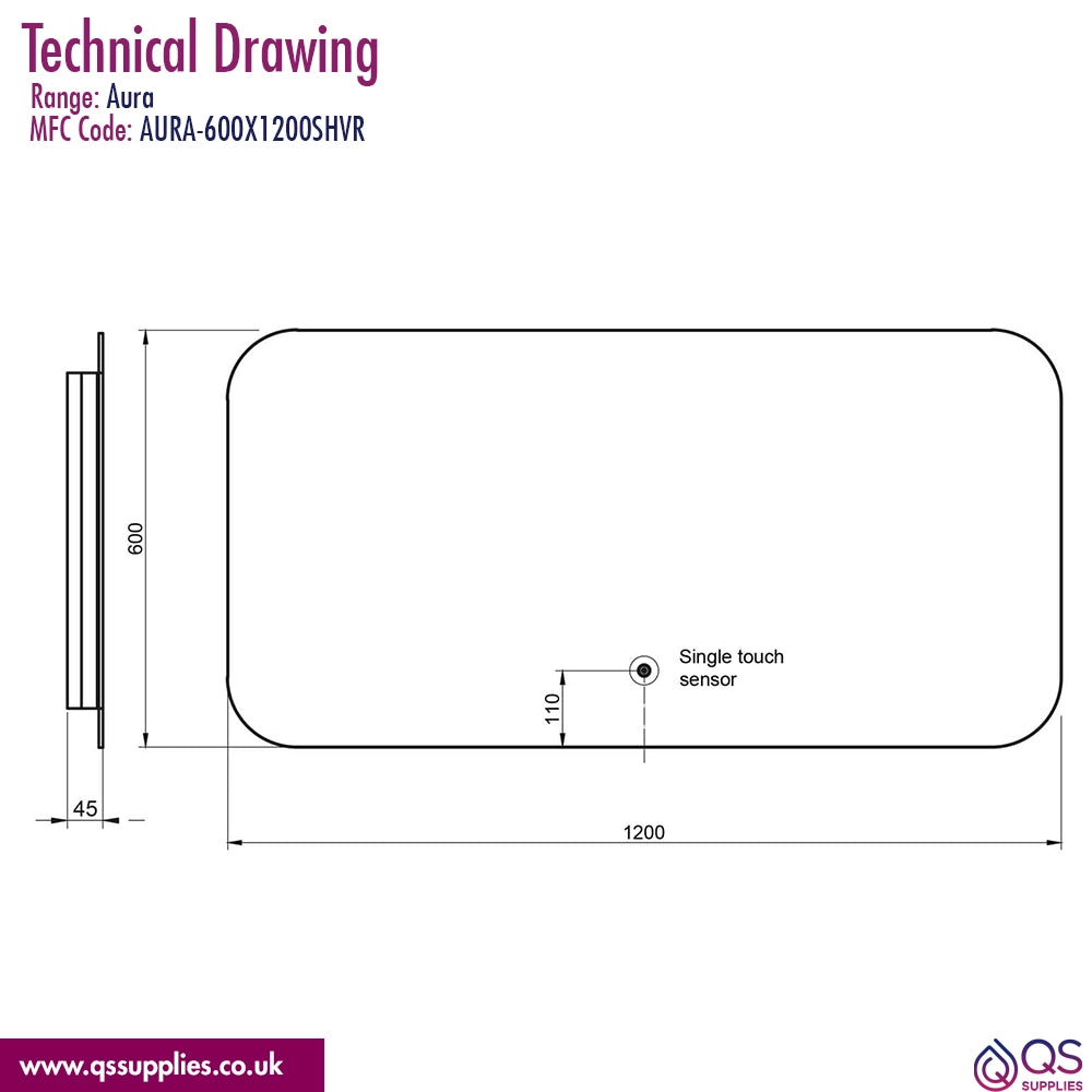 Joseph Miles Aura LED Mirror With Demister Pad And Shaver Socket