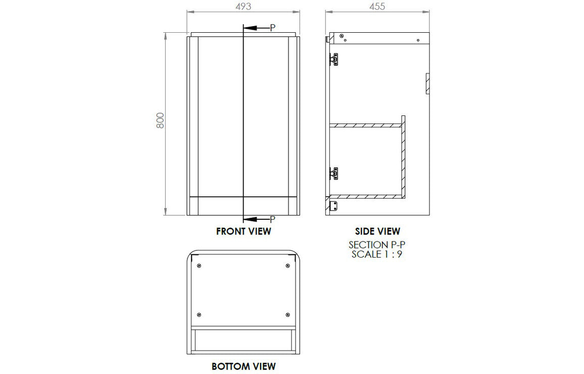 Lambi 500mm 2 Door Floor Standing Cloakroom Basin Unit - Matt Sage Green