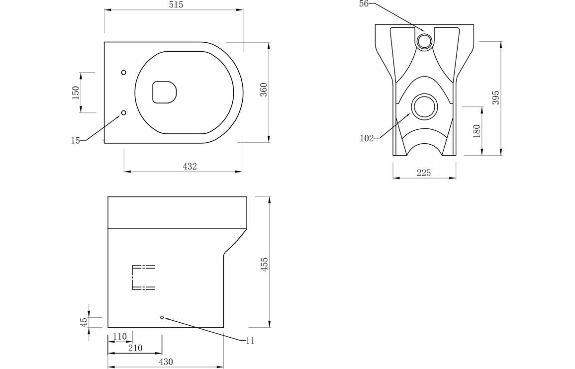 Laurus Rimless Back To Wall Comfort Height WC & Soft Close Seat