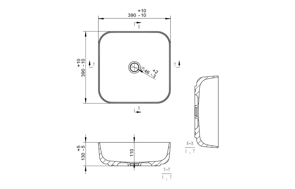 Luxey 400mm Ceramic Square Washbowl & Waste
