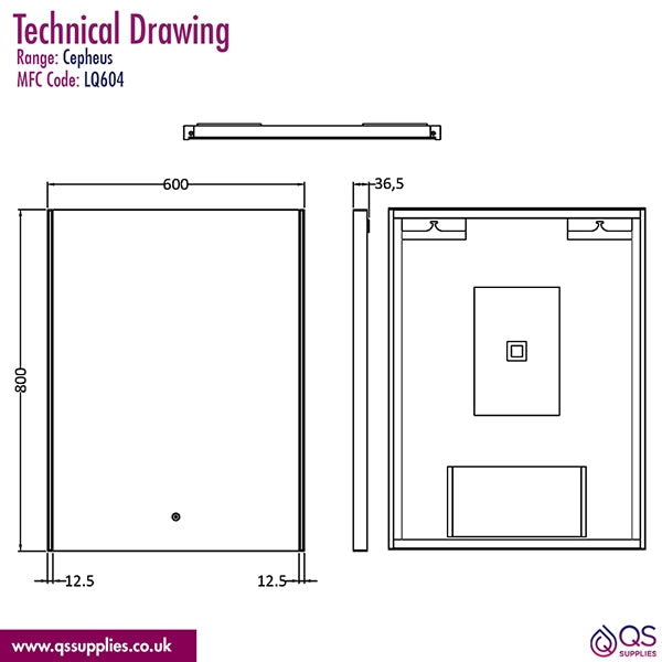 Hudson Reed Cepheus 600 x 800mm Illuminated LED Ambient Touch Sensor Mirror
