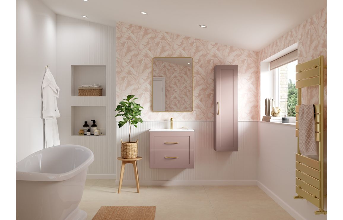 Heritage 610mm Wall Hung 2 Drawer Basin Unit & Basin - Matt Peony