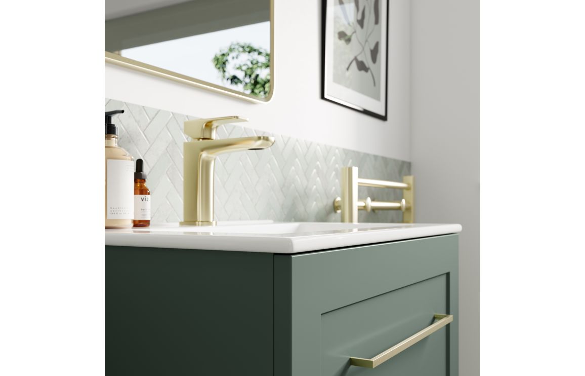 Heritage 610mm Wall Hung 2 Drawer Basin Unit & Basin - Matt Reed Green