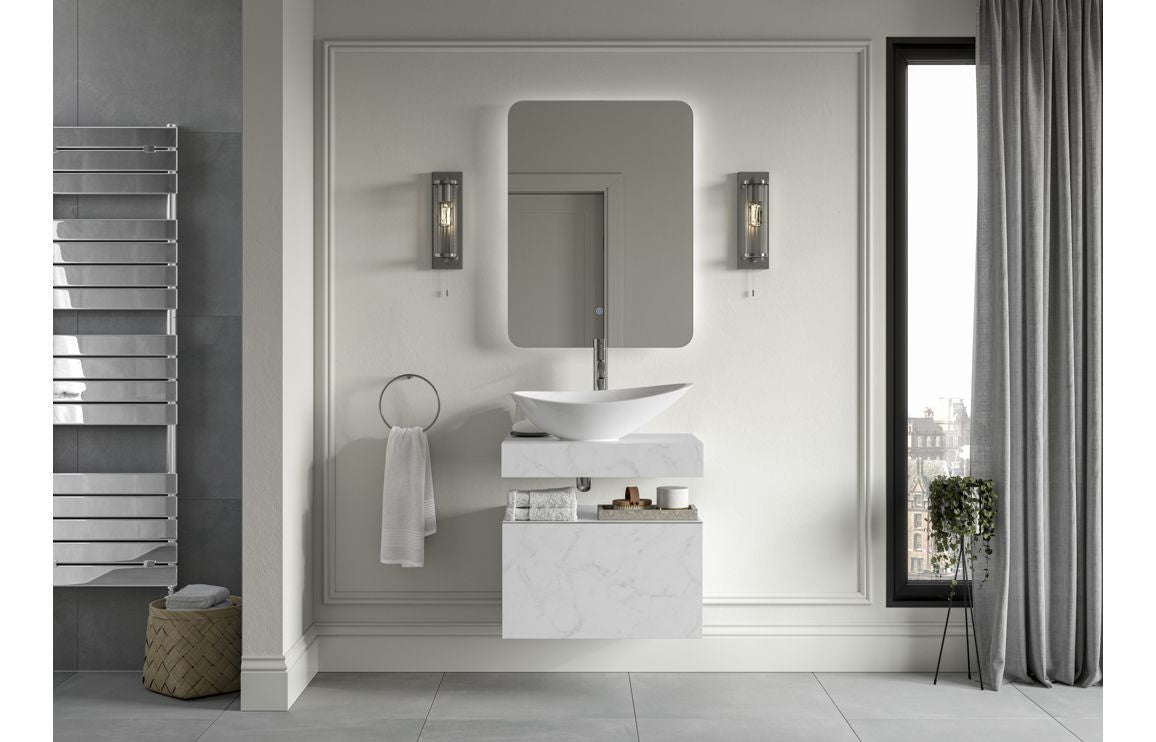 Nature 600mm Wall Hung Storage Drawer - White Marble