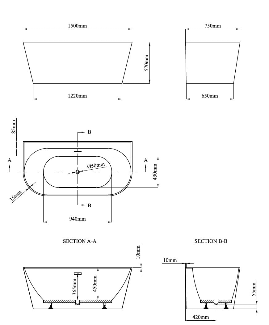 Novo Cornel-V2 Back to Wall Freestanding Designer Bath