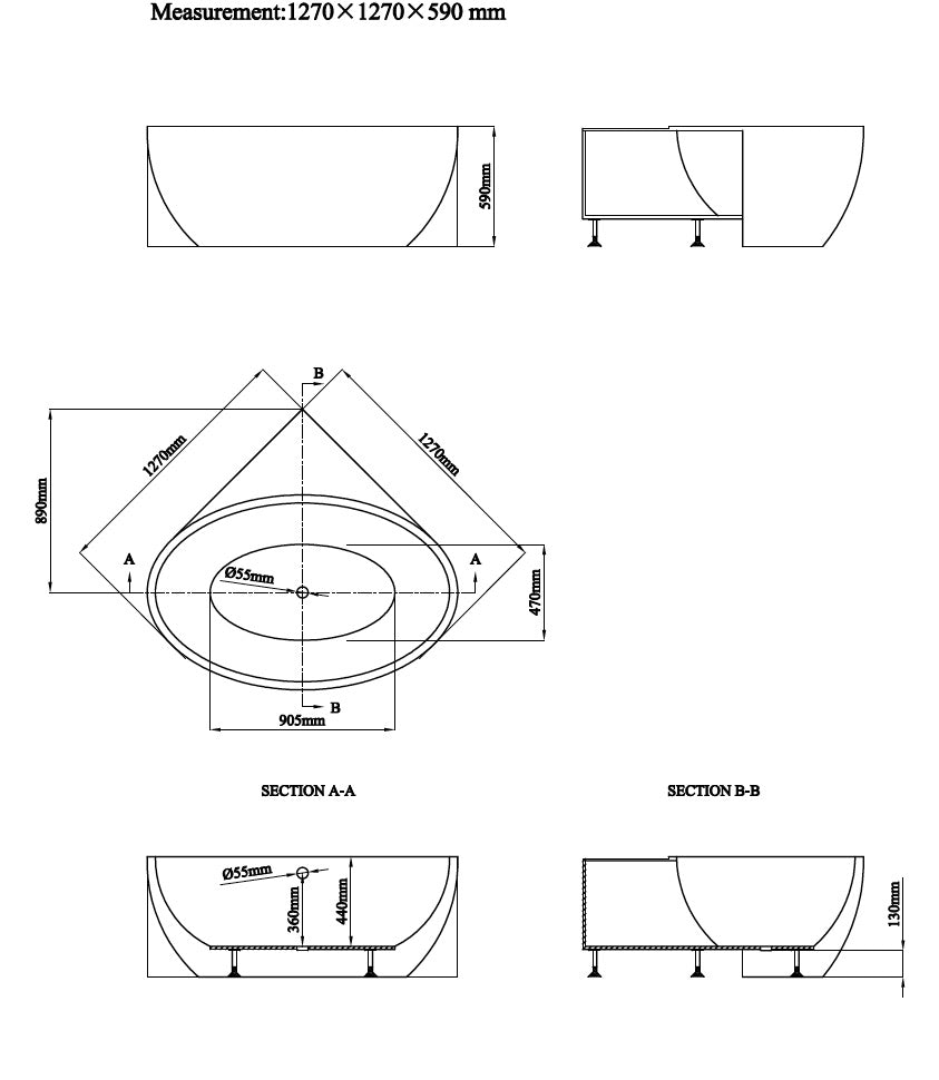 Novo DOV Corner freestanding Designer Bath