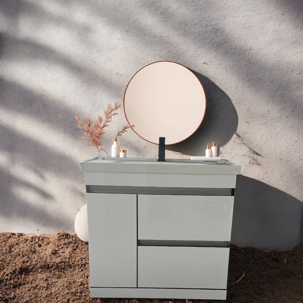 900 Frame Floorstanding 2-Draw with Single Door Handleless Vanity unit with Ceramic Basin