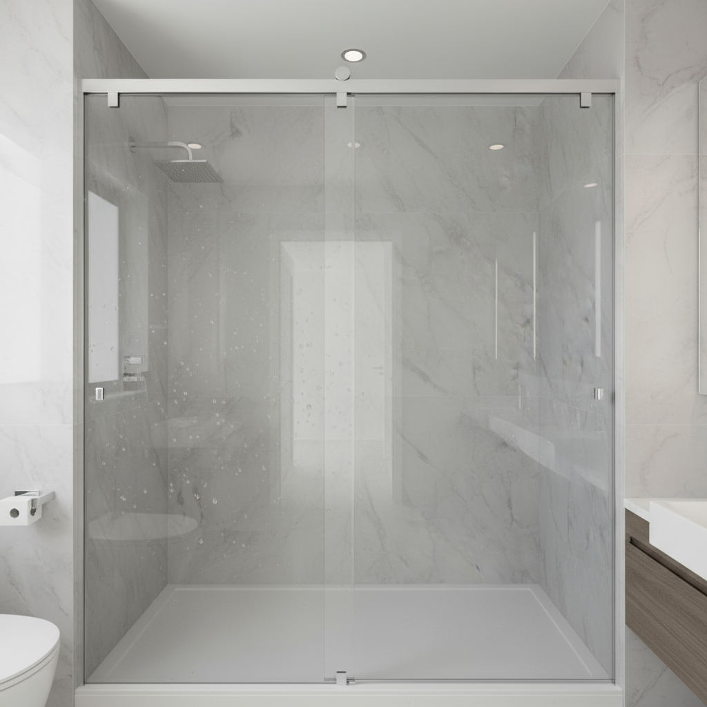 Shower Wall Panel 1200 Light Grey Marble