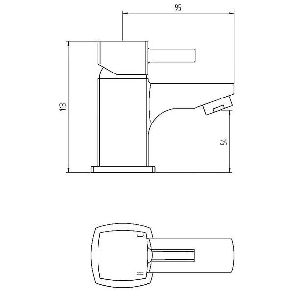 Fline Flow Cubix2 Basin Mixer Tap With Click-clack Waste