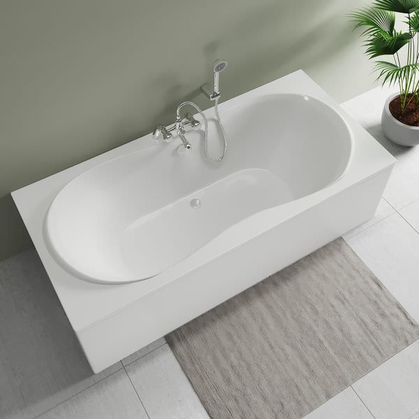 Fline Comet 1800 x 800mm Round Double Ended Straight Bath White