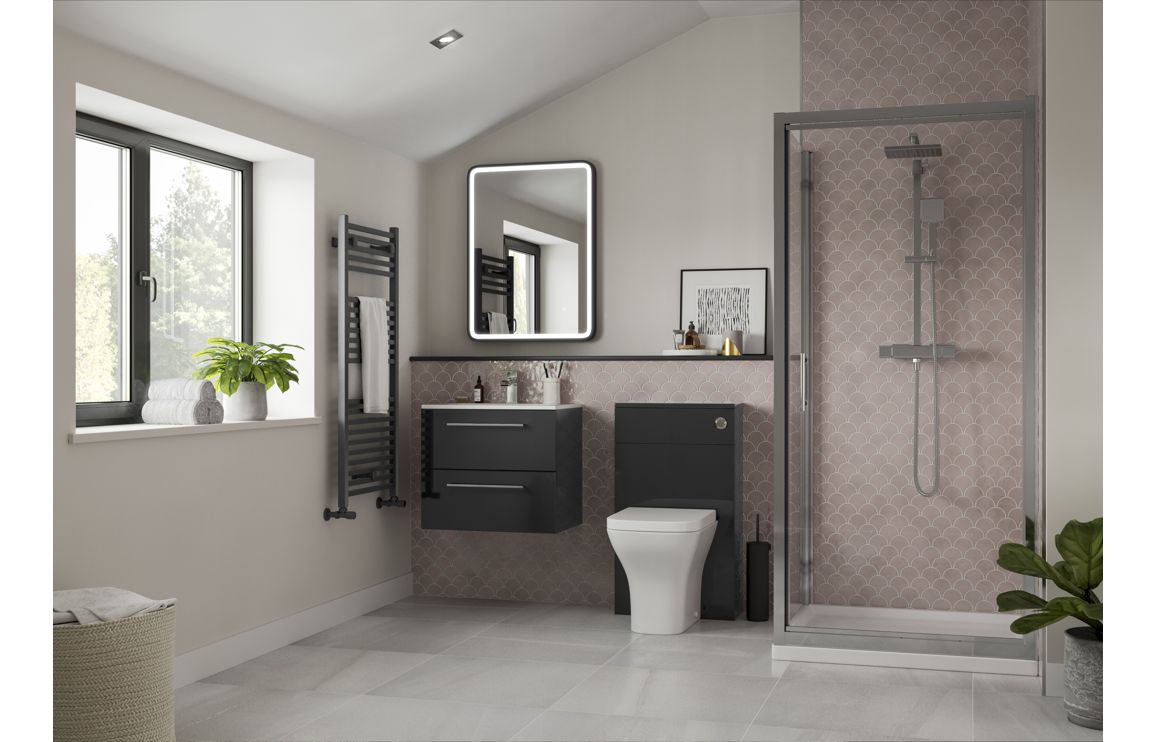 Volta 500mm Floor Standing WC Unit - Anthracite Gloss
