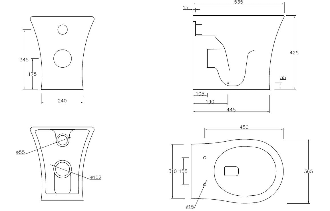 Sandro Rimless Back To Wall WC & Soft Close Seat