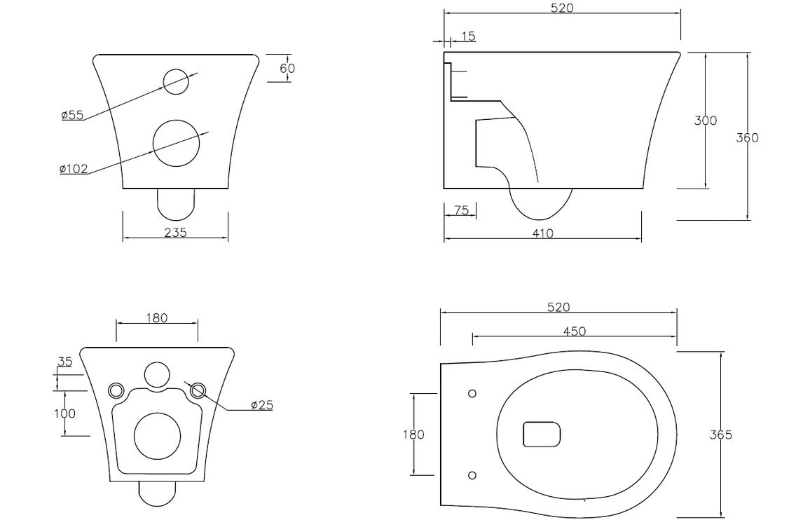 Sandro Rimless Wall Hung WC & Soft Close Seat