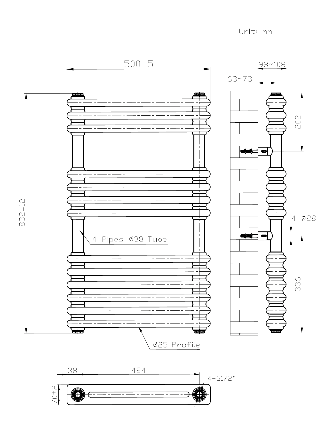Kolumn Dual Column Towel Radiator White / Anthracite