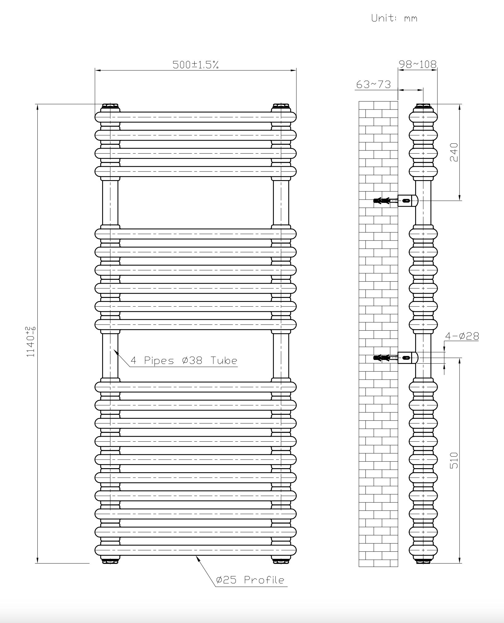 Kolumn Dual Column Towel Radiator White / Anthracite