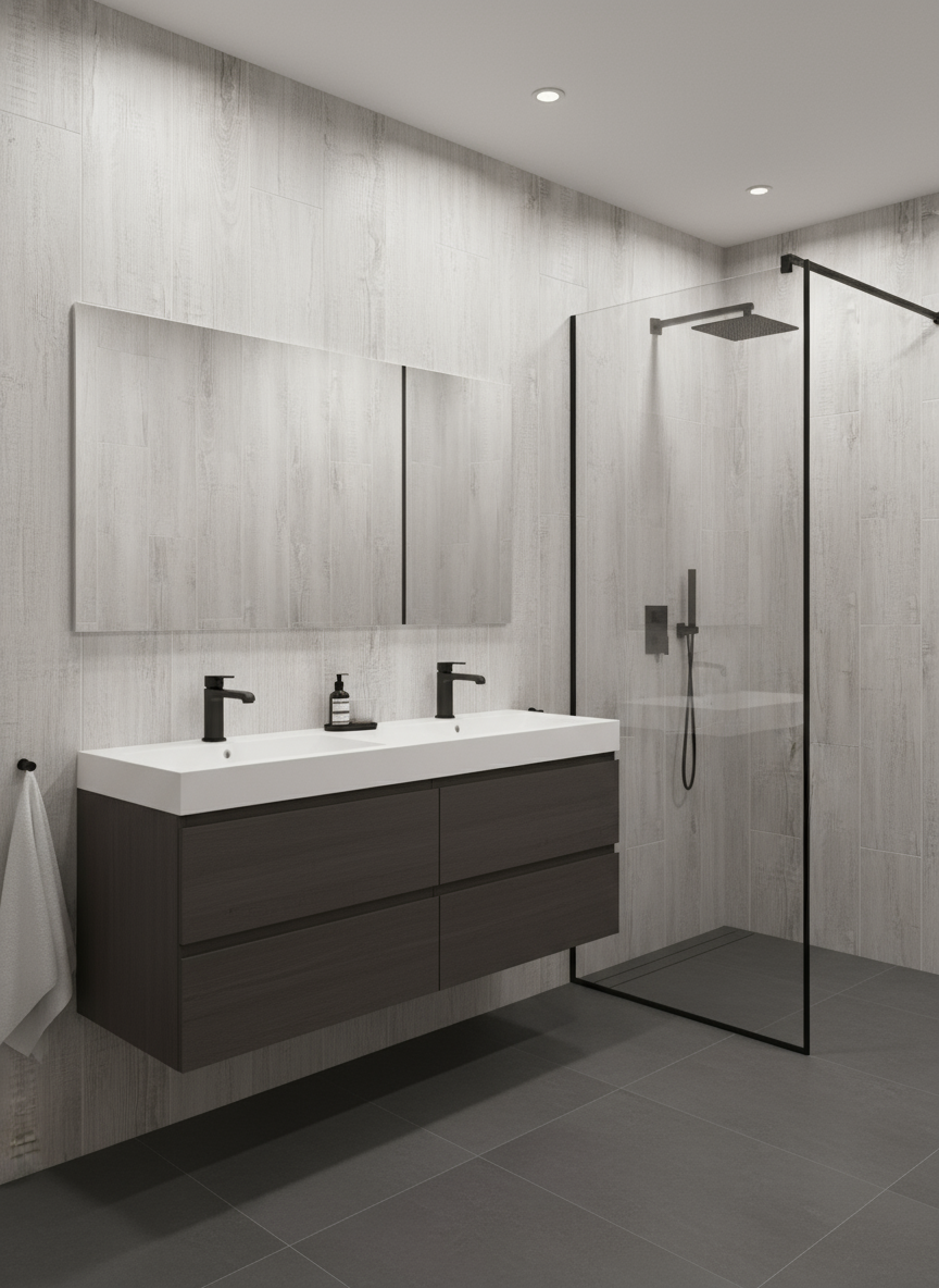 Shower Wall Panel 1000 Tiled Driftwood