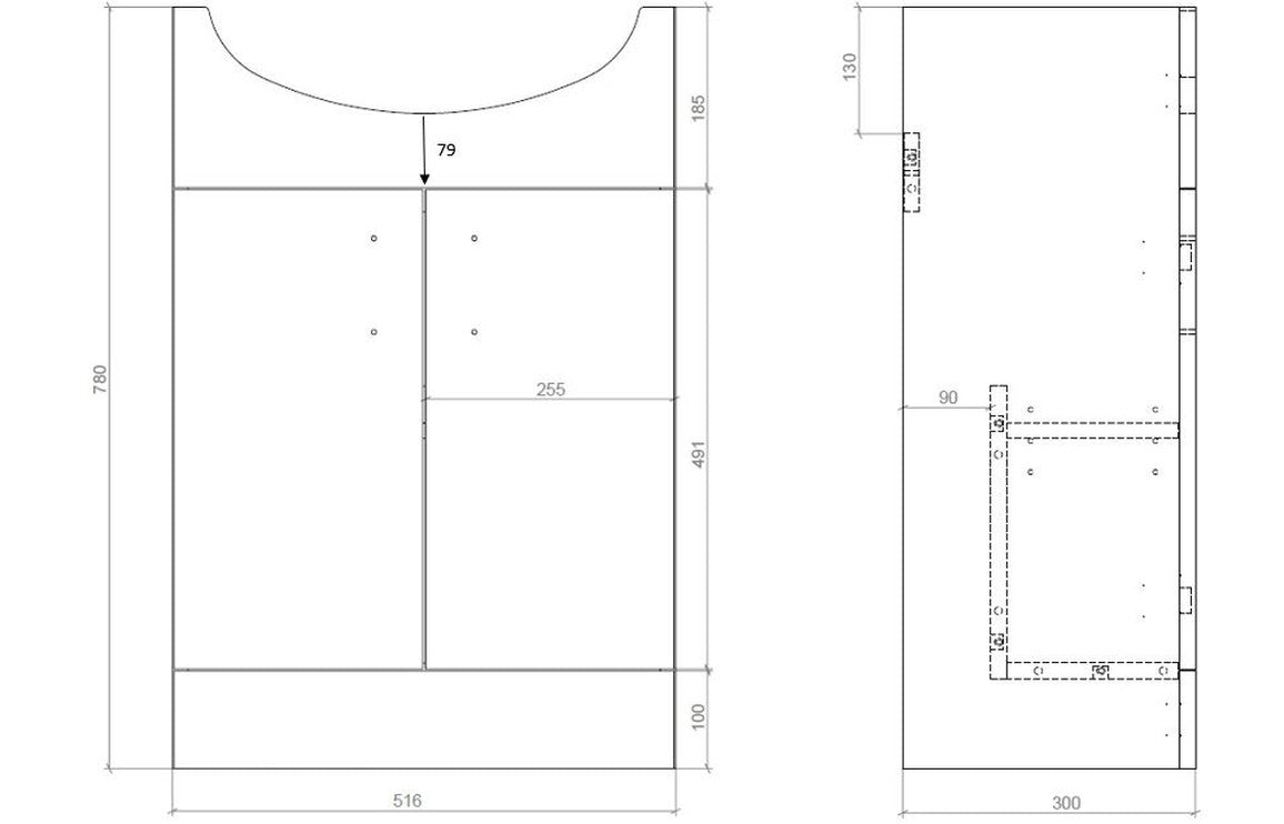 Vista 550mm Vanity & C/C Toilet Pack