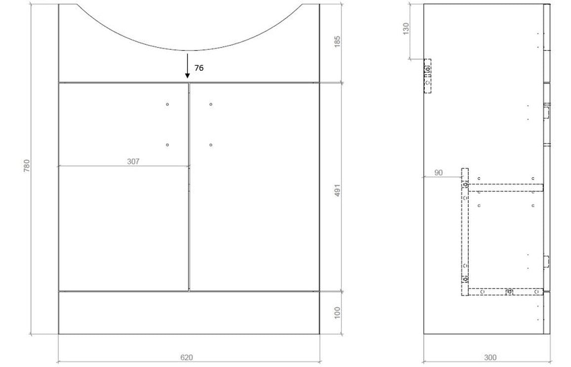 Vista 550mm Vanity & C/C Toilet Pack