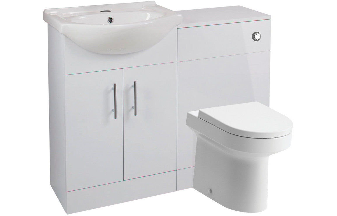 NIL 560mm Basin Unit & WC Unit Pack - White Gloss