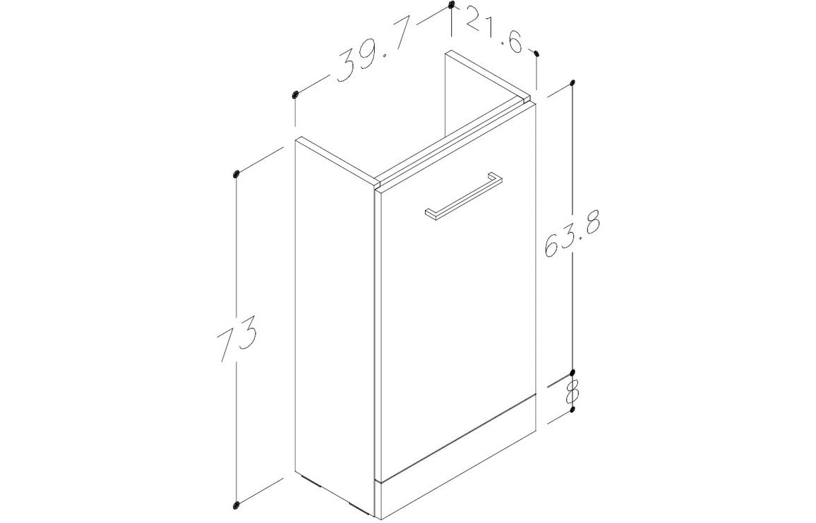 Volta 410mm Floor Standing 1 Door Basin Unit & Basin - Grey Gloss