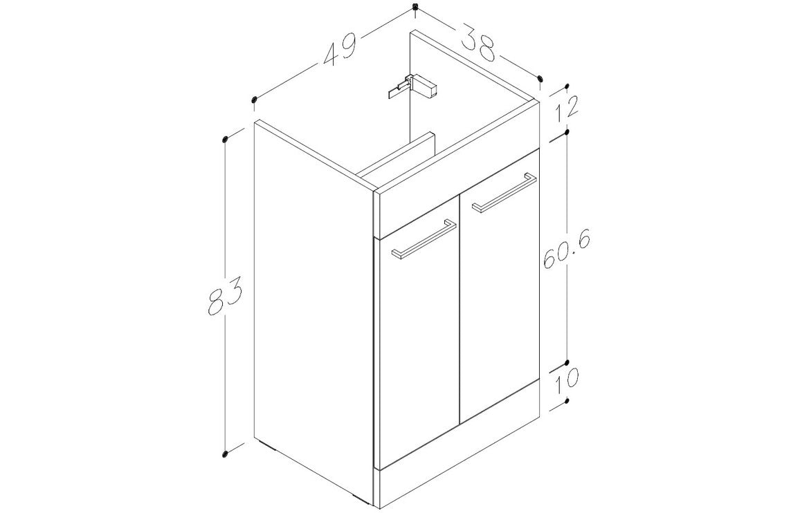 Volta 510mm Floor Standing 2 Door Basin Unit & Basin - Anthracite Gloss
